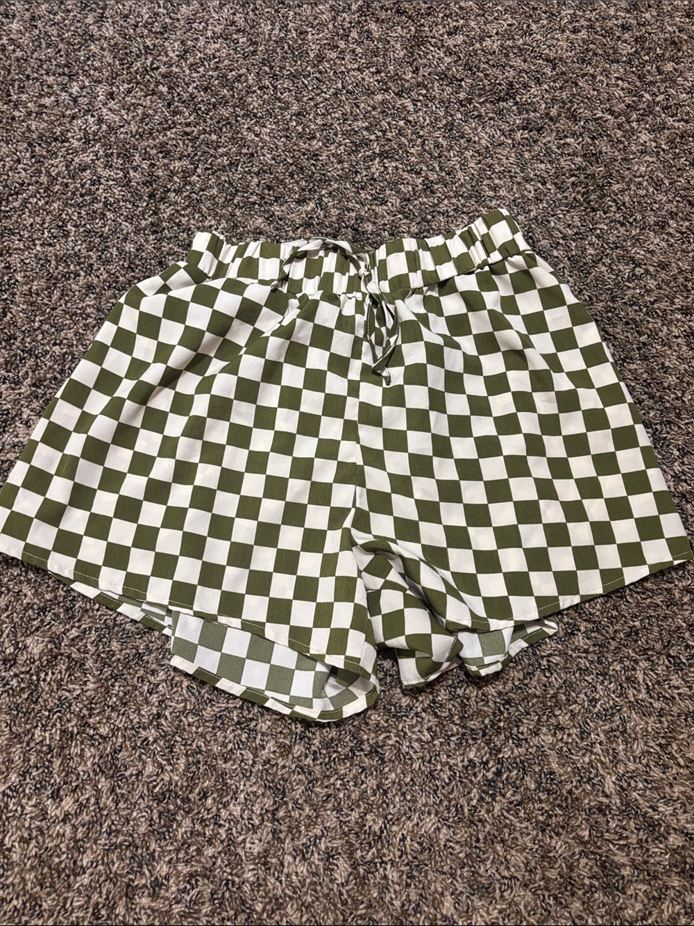 Olive and White Checkerboard Shorts